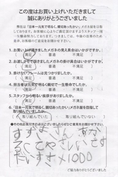 アンケート,こどもの眼鏡屋フェイスオン瑞江店